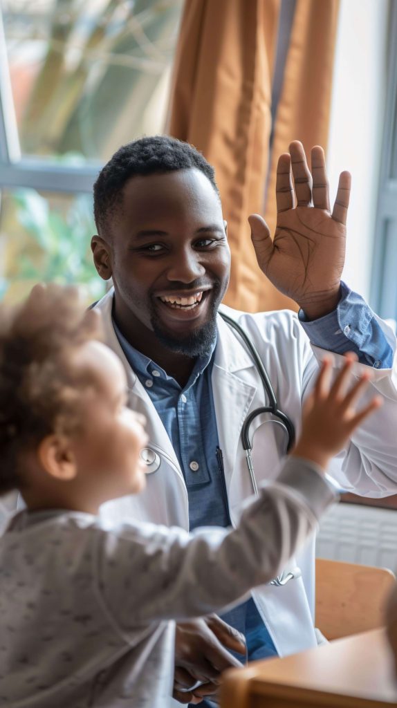 pediatrician with baby
